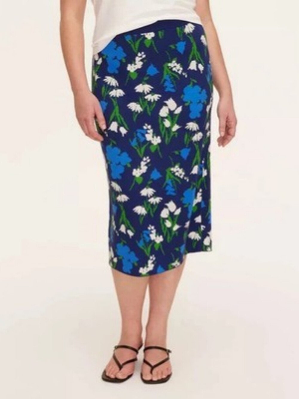 Kate Spade Target Blue Knit Pencil Skirt 3X Floral Nwot